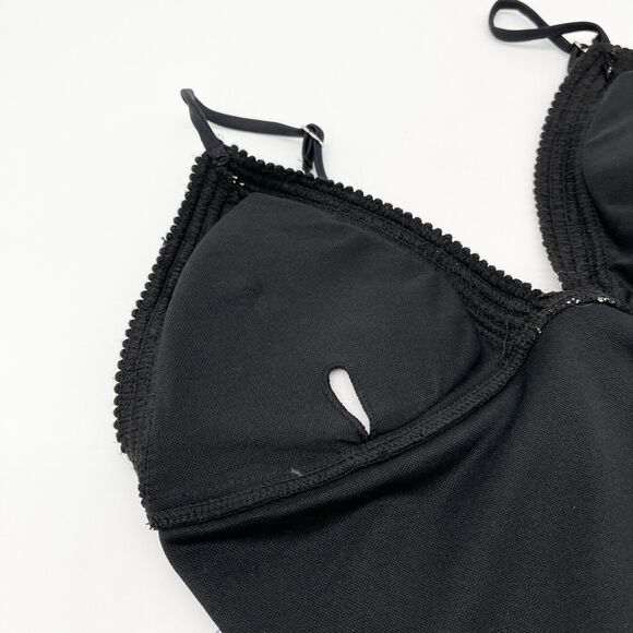 Cheeky High Cut Womens Swimsuit Size Large Black Gold Glam Beach Summer Resort - Picture 3 of 9